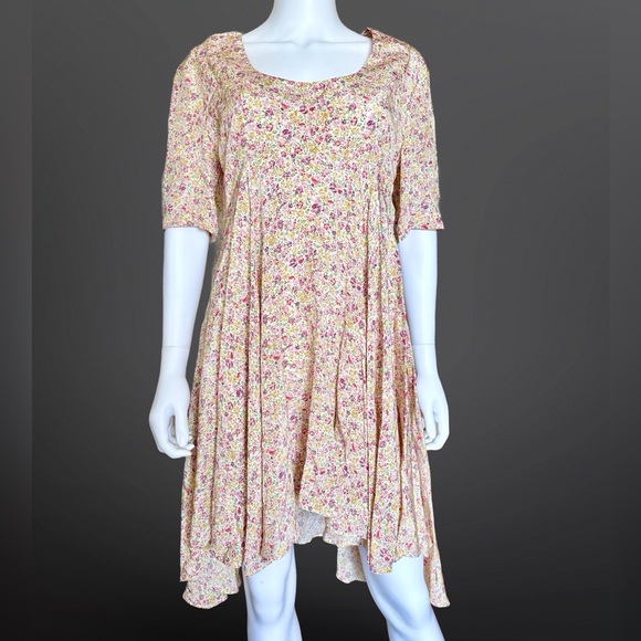Vintage 90s designer Les Habitudes ditsy floral babydoll dress size large - Picture 6 of 11